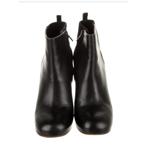 Celine Booties Black Leather & Suede Wedge Ankle Boots Sz 37 - Picture 7 of 14